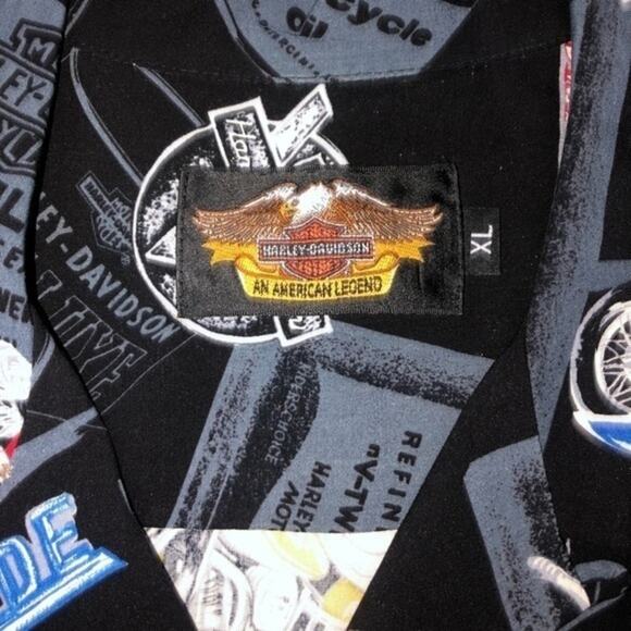 Harley-Davidson x Tori Richard Oil Can Camp Shirt Size XL Black Gray - Picture 4 of 7